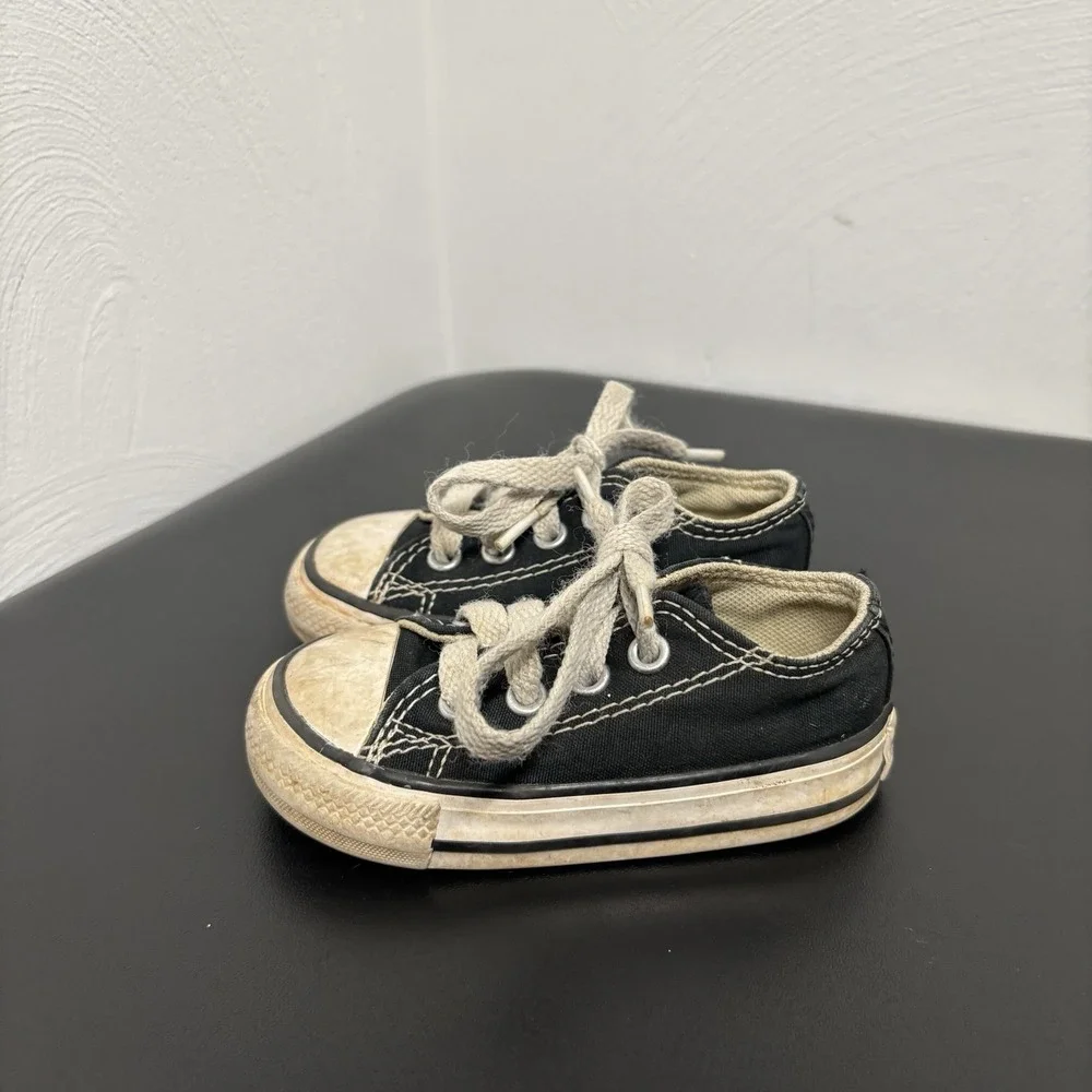 Converse All Star Black White Low Top Lace Up Sneakers 7J235 Toddler‎ Size 4